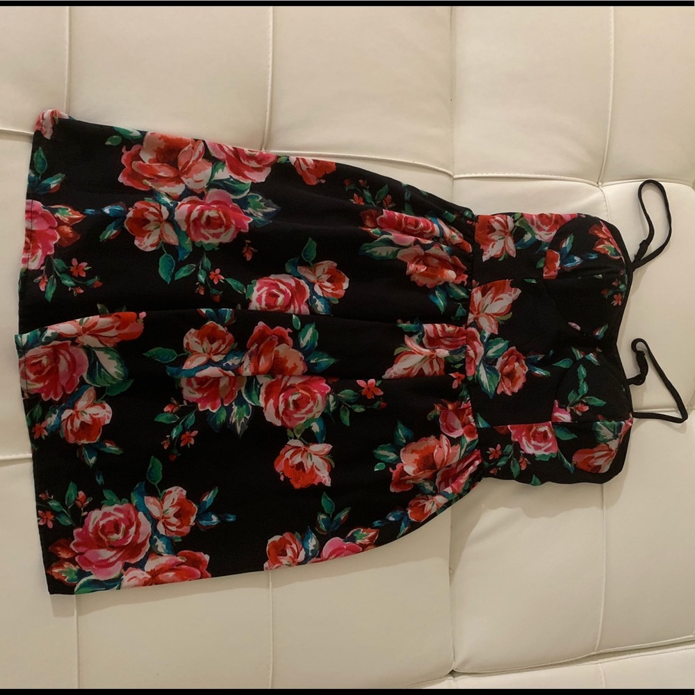 black flower sun dress
